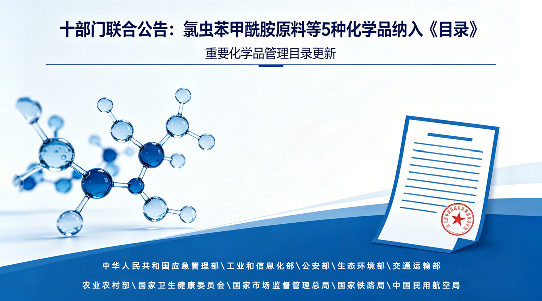 十部门联合公告：氯虫苯甲酰胺原料等5种化学品纳入《目录》